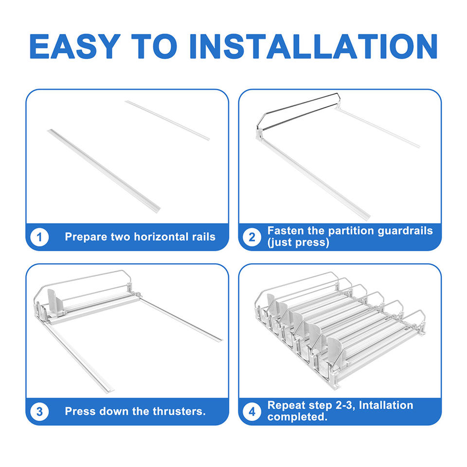 Adjustable Beverage Can Organizer with Self-Pushing Glide – Large Capacity Drink Display for Retail Refrigerators