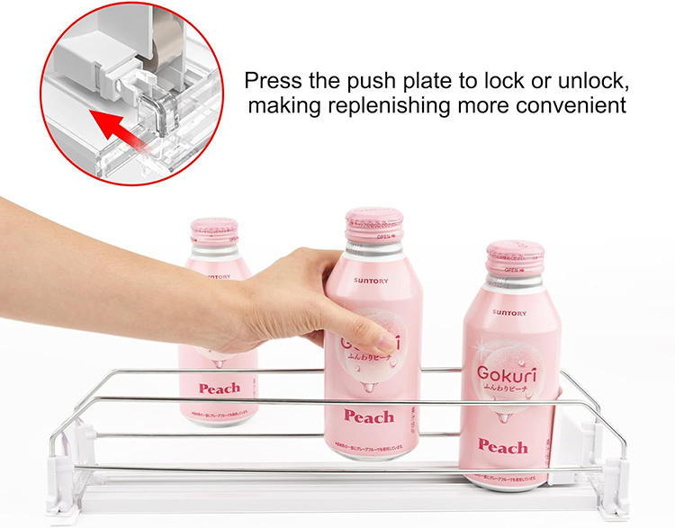Adjustable Beverage Can Organizer with Self-Pushing Glide – Large Capacity Drink Display for Retail Refrigerators