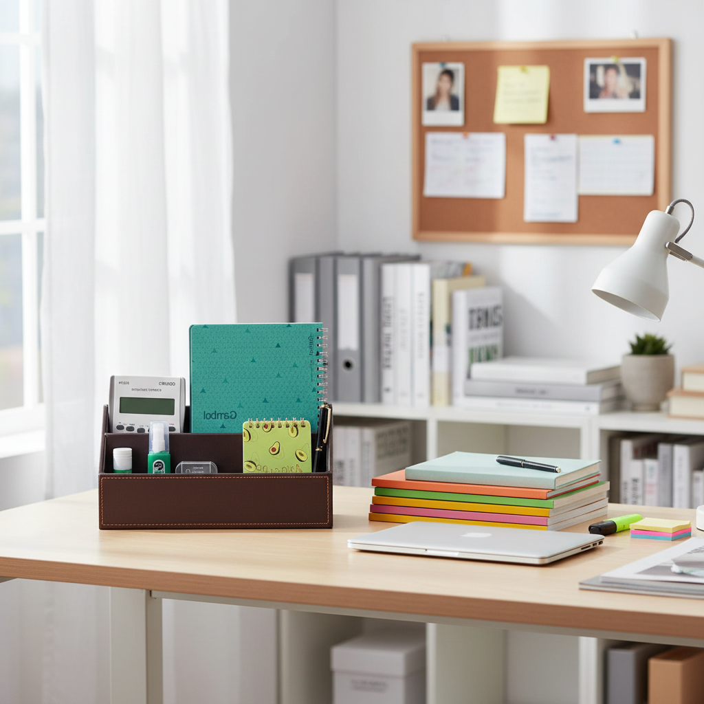 Leather File Storage Organizer with Metal Frame – Large Capacity Desk Cabinet for Office or Study