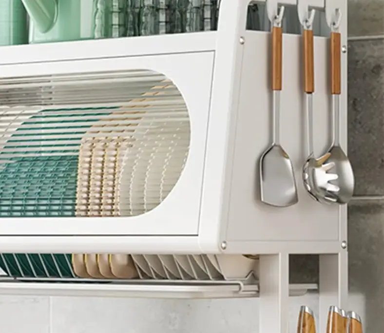 Double-Tier Kitchen Sink Storage Rack with Drainage – Dust-Resistant Bowl and Tray Organizer