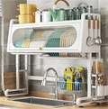Double-Tier Kitchen Sink Storage Rack with Drainage – Dust-Resistant Bowl and Tray Organizer