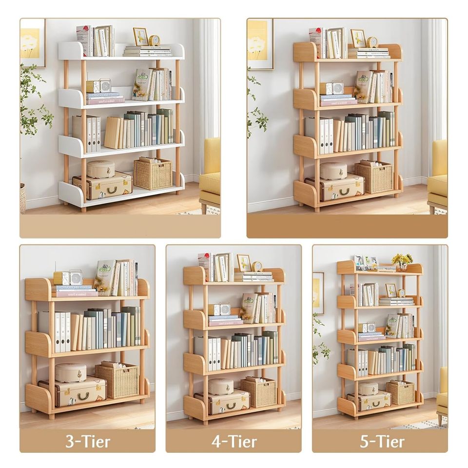 4-Tier Wooden Open Bookcase – Storage Shelf for Home & Office Use