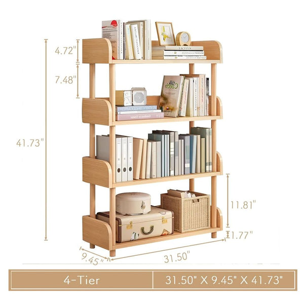 4-Tier Wooden Open Bookcase – Storage Shelf for Home & Office Use