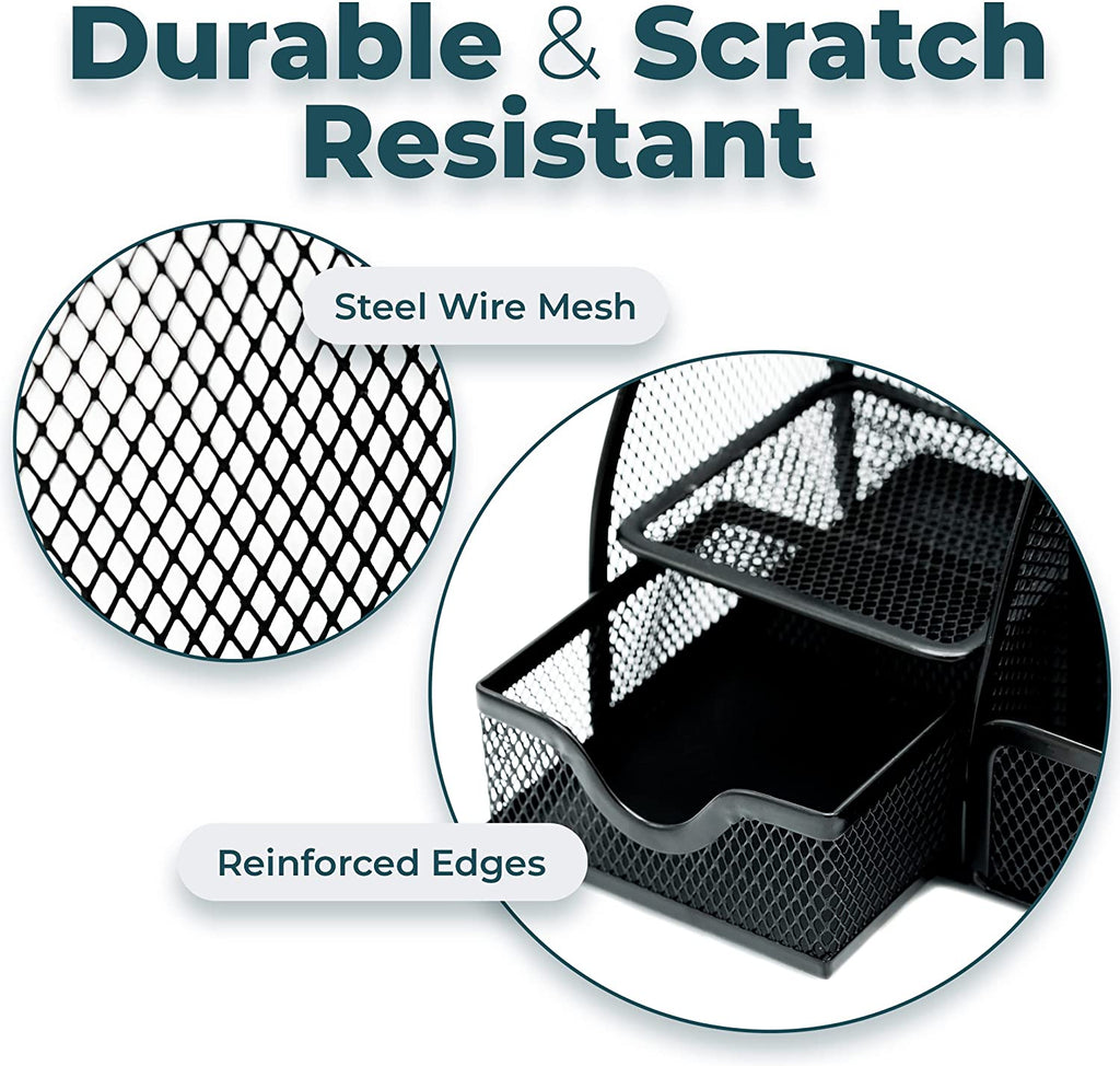 Small Desktop Pen Organizer – Black Desk Storage for Office Supplies and Accessories