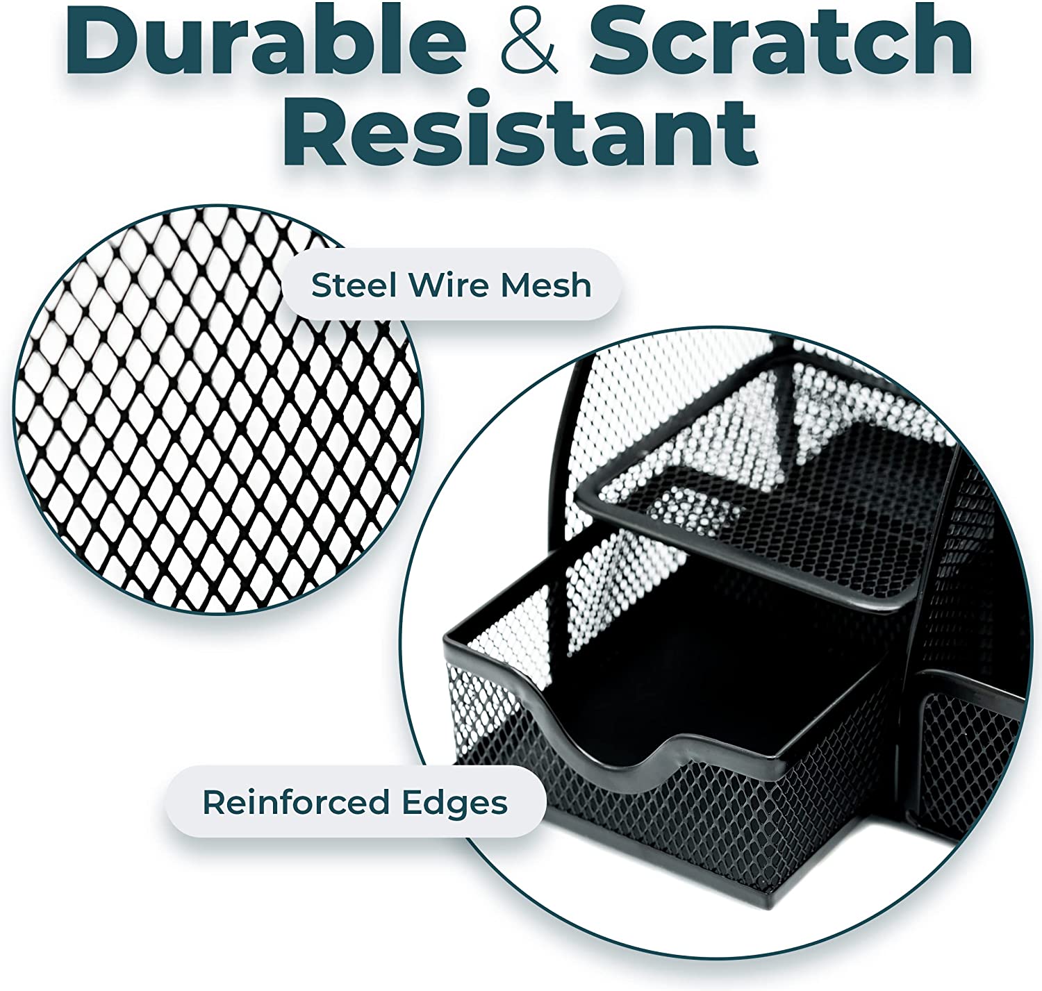 Small Desktop Pen Organizer – Black Desk Storage for Office Supplies and Accessories